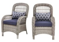 Gray Wicker Patio Furniture With Navy Cushions